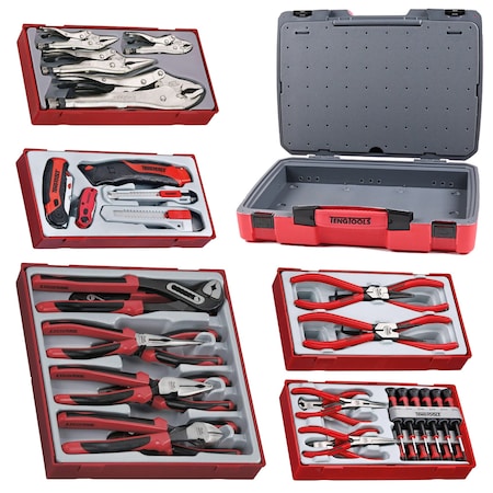 Teng Tools 73 Piece Regular, Mini, Snap Ring & Locking Plier & Knife Kit TC-6T-28